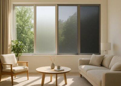 Modernes Zuhause mit großen Fenstern bleibt dank Sonnenschutzfolie hell und angenehm kühl im Sommer