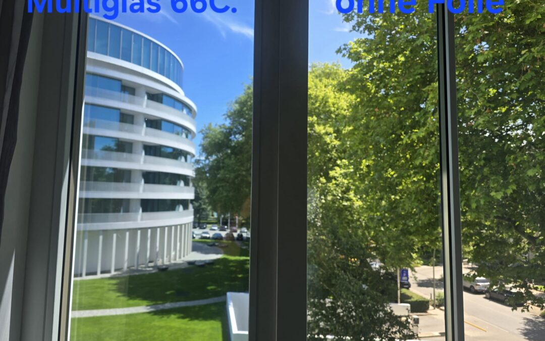 Montage einer Sonnenschutzfolie mit leichter Tönung auf den Fenstern